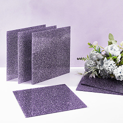 透明アクリル板  グリッターパウダー付き  正方形  紫色のメディア  150x150x2.8~3mm&nbsp;DIY-WH0449-80B