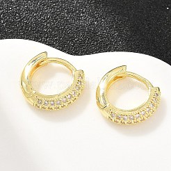 真鍮製マイクロパヴェキュービックジルコニアフープピアス  ラウンド  16KGP本金メッキ  12.5x3.5mm&nbsp;KK-CBAD104-04G-C