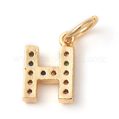 Brass Micro Pave Colorful Cubic Zirconia Charms&nbsp;ZIRC-F092-01-H
