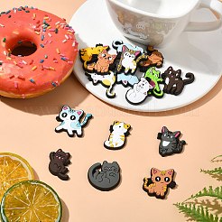 32個 16種類のプラスチックカボション  猫の形  ミックスカラー  17.5~32x17~30x3.5~4mm  2個/スタイル&nbsp;KY-CJ0002-08