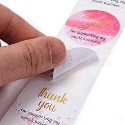 フラットラウンドい紙ありがとうステッカー  私の中小企業をサポートしてくれてありがとう  粘着ギフトタグラベルyoustickers  ピンク  7.3x4.15cm  500本/ロール。&nbsp;DIY-C042-06