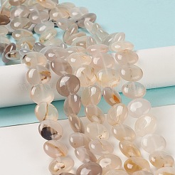天然石グレーアゲートビーズ連売り  フラットラウンド  14.6~15.5x6~6.5mm  穴：0.8mm  約27個/連  15.59''~15.87''（39.6~40.3センチメートル）&nbsp;G-M403-C12-01