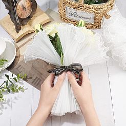 2袋プリーツガーゼ糸の花束ラッピング包装  装飾を与える母の日の贈り物に適しています  ホワイト  4572x280mm  5ヤード/袋&nbsp;OP-NB0001-13B