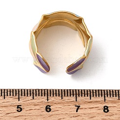 304ステンレススチールエナメルオープンカフリング  女性用ワイドバンドリング  ゴールドカラー  半円  調整可能; 13mm&nbsp;RJEW-L335-02D-G