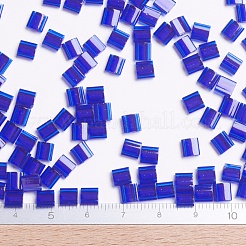 MIYUKIティラビーズ  日本製シードビーズ  2穴  （tl151)透明コバルト  5x5x1.9mm  穴：0.8mm  約118PCS /ボトル  10 G /ボトル&nbsp;SEED-JP0008-TL151