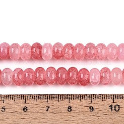 ガラスビーズ連売り  模造桜石英ガラス  ロンデル  染め  ライトコーラル  8~8.5x4.5~5mm  穴：1~1.2mm  約155~159個/連  30.12~31.30インチ（76.5~79.5cm）&nbsp;GLAA-N059-5x8mm-39