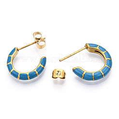 Enamel C-shape Stud Earrings&nbsp;EJEW-N052-05A