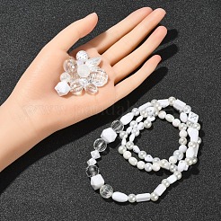 100グラムのアクリルビーズ  混合図形  ホワイト  5.5~28x6~20x3~11mm  穴：1~5mm&nbsp;SACR-YW0001-41C