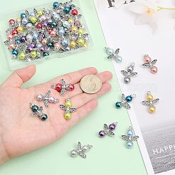 チベットスタイルの合金ビーズとラインストーンスペーサービーズ付き  天使  ミックスカラー  4mm  穴：28.5x21.5x8mm  2.5個/セット&nbsp;FIND-CA0006-26