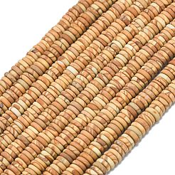 Frosted Natural Wood Lace Stone Wooden Jasper Beads Strands&nbsp;G-K389-C02-01A