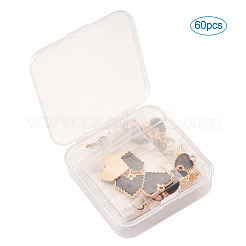 合金エナメルチャーム  ハート  ブラック  ゴールドカラー  12.5x10x1.5mm  穴：4mm  60個/箱&nbsp;ENAM-TA0002-11