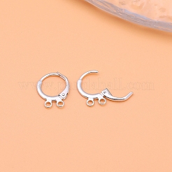 925スターリングシルバーフレンチフックピアスのパーツ  2ループ＆s925スタンプ付き  銀  14.5x11.5x2mm  穴：1.6mm  ピン：0.9mm&nbsp;STER-M110-01B-S