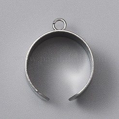 304ステンレススチールオープンカフフィンガーリング部品  ループリングベース  ステンレス鋼色  usサイズ8 1/2(18.5mm)  10mm  穴：2.4mm&nbsp;X-STAS-WH0029-40B-P