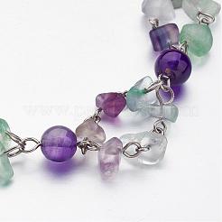 Natural Amethyst & Fluorite Beaded Tiered Necklaces&nbsp;NJEW-JN01707