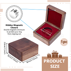 黒クルミ材バッジマグネットディスプレイケース  正方形  暗赤色  8x8x3.8cm&nbsp;CON-WH0095-240A-1