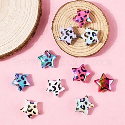 10Pcs UV Plating Opaque Rainbow Iridescent Acrylic Beads&nbsp;OACR-YW0005-03