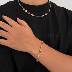 Alloy Enamel & Rhinstone Link Chain Bracelets for Men Women&nbsp;FS-WG01628-02