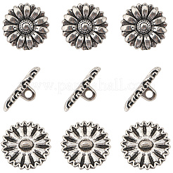20 個の 1 穴合金シャンクボタン  花  アンティークシルバー  17.5x6.5mm  穴：2mm&nbsp;BUTT-GF0004-11