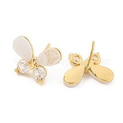 Brass Micro Pave Cubic Zirconia Stud Earring&nbsp;EJEW-P269-25KCG