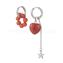 4 Pairs Valentine's Day Heart 304 Stainless Steel Hoop Earrings&nbsp;EJEW-TA00799