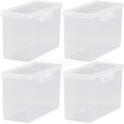 ヒンジ付き蓋付きプラスチックカード収納ボックス  長方形  透明  4.55x10.5x6.6cm  内径：3.75x9.95のCM&nbsp;CON-WH20010-06A