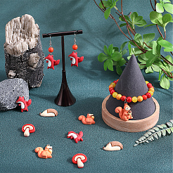 24Pcs 4 Styles Autumn Opaque Animal Resin Cabochons&nbsp;RESI-SC0002-87