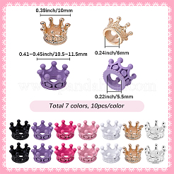 70個 7色合金クラウンヨーロピアンビーズ  大穴ビーズ  ミックスカラー  10~11.5x6~7mm  穴：5.5mm  10個/カラー&nbsp;FIND-SP0005-86