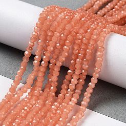 焼き絵用塗料、模造翡翠ガラスビーズの連  ファセットロンデル  ライトサーモン  8x6mm  穴：1mm  約60~62個/連  39~40cm&nbsp;DGLA-A034-J8MM-A34