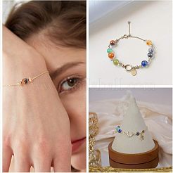Diyジュエリーセットキット  天然宝石ビーズと伸縮性クリスタルスレッド  ラウンド  8~8.5mm  穴：1~1.1mm  144個/セット  0.8mm  約10m /ロール  1roll /セット&nbsp;DIY-NB0003-65
