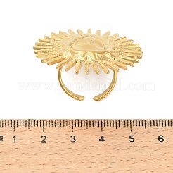 304ステンレススチール製調節可能なオープンカフリング  太陽  ゴールドカラー  37.5x37.5mm&nbsp;LS-RJEW-C146-02G