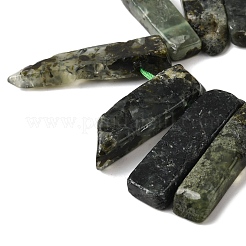 天然石プレナイトビーズ連売り  長方形  トップ掘削  22~60x6~14x6~9mm  穴：1.5~2mm  約17~22個/連  7.48''~8.07''（19~20.5センチメートル）&nbsp;G-S386-D06