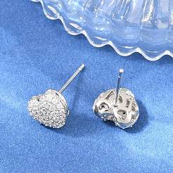 Brass Micro Pave Clear Cubic Zirconia Stud Earrings&nbsp;EJEW-G471-31P-03
