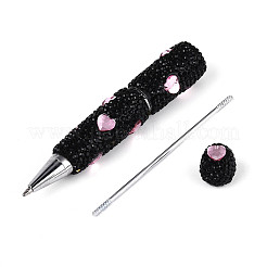Heart Resin & Polymer Clay Pave Rhinestone Ball-Point Pen&nbsp;AJEW-T013-03D