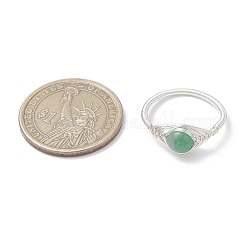 Horse Eye Natural Green Aventurine & Tiger Eye & Amethyst & Rose Quartz & Synthetic Turquoise Finger Rings&nbsp;RJEW-JR00842-02