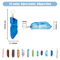48Pcs 12 Colors Electroplated & Dyed Natural Quartz Crystal Pendants&nbsp;PALLOY-AB00093