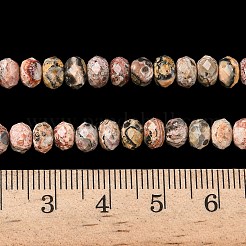 天然ヒョウ肌ジャスパービーズ連売り  多面カット  ロンデル  5.5~6.5x4.5mm  穴：1mm  約91~94個/連  15.35''（39cm）〜15.43''（39.2cm）&nbsp;G-D344-A24