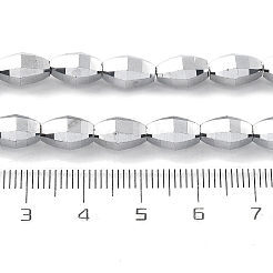 電気メッキ透明ガラスビーズ連売り  オーバル  フルメッキ  多面カット  ホワイトスモーク  9.5x5.5mm  穴：1.2mm  約43個/連  15.94''（40.5センチメートル）&nbsp;EGLA-M032-03A-FP02