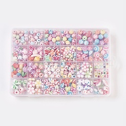 子供用DIYジュエリー作成キット  混合形状アクリルビーズ  カニカン  水晶の線  丸カン  ピアスキャッチ/ピアスバックキャッチ  はさみ  ボールチープ  ミックスカラー  19x13x2.2cm&nbsp;DIY-WH0004-10A