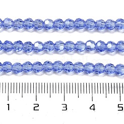 透明ガラスビーズ  32ファセット  ABカラーメッキ  ラウンド  コーンフラワーブルー  4.5x4mm  穴：1mm  約87~93個/連  32~33cm&nbsp;EGLA-A035-T4mm-B14