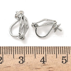 真鍮製クリップ式イヤリングパーツ  ニッケルフリー  長持ちメッキ  片穴パーツ用  プラチナ  13.5x6x8mm  穴：3mm  ピン：1mm&nbsp;KK-A281-28P