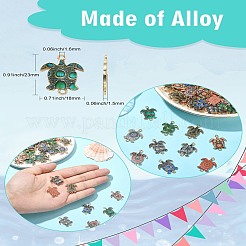 60 個 10 色プリント合金コネクタチャーム  ウミガメリンク  カドミウムフリー＆ニッケルフリー＆鉛フリー  ミックスカラー  23~24x17.5~18x1.5~1.6mm  穴：1.6~1.8mm  6個/カラー&nbsp;ENAM-CJ0005-63