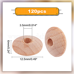 ブナ材ビーズ120個  ロンデル  バリーウッド  12.5x6mm  穴：3.5mm&nbsp;WOOD-PH0009-46B