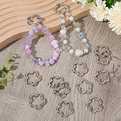 合金スプリングゲートリング18個  花  プラチナ  27x28x4.5mm&nbsp;FIND-SC0019-02A