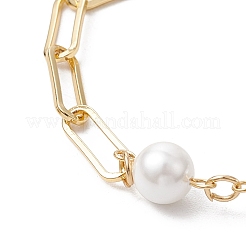 Brass Paperclip & Shell Pearl Chains Bracelets for Women&nbsp;BJEW-JB11601-02