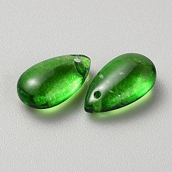 ガラスチャーム  ティアドロップ  シーグリーン  14x8x5mm  穴：0.8mm&nbsp;GLAA-WH0039-41