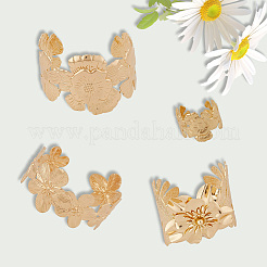 3種類の合金フラワーカフバングル＆リングセット（女性用）  ゴールドカラー  内径：51.5mm&nbsp;SJEW-CY0001-01