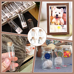 4個 4種類のスタイルの透明ガラスチューブの願いボトル  チベット風合金製ハート型犬の足跡の翼ペンダントとコルク栓付き  ペットの骨灰用  アンティークシルバー  4.1cm  1個/スタイル&nbsp;AJEW-PH01664