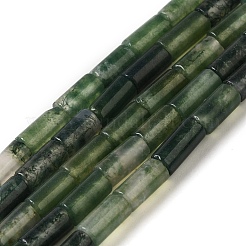 天然石モスアゲートビーズ連売り  コラム  8x4mm  穴：0.7mm  約48個/連  15.35~15.43''（39~39.2センチメートル）&nbsp;G-B091-A10-01