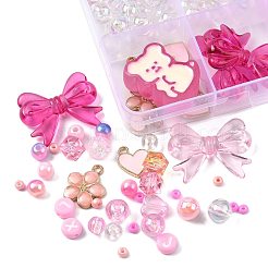 DIYジュエリーキット  アクリルビーズを含む  ABSプラスチックパール調ビーズ  ガラスシードビーズ  合金エナメルチャーム  ピンク&nbsp;DIY-FS0003-71