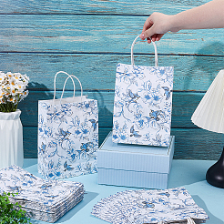 32Pcs Flower Bird Printed Paper Bags with Handles&nbsp;ABAG-GO0001-25